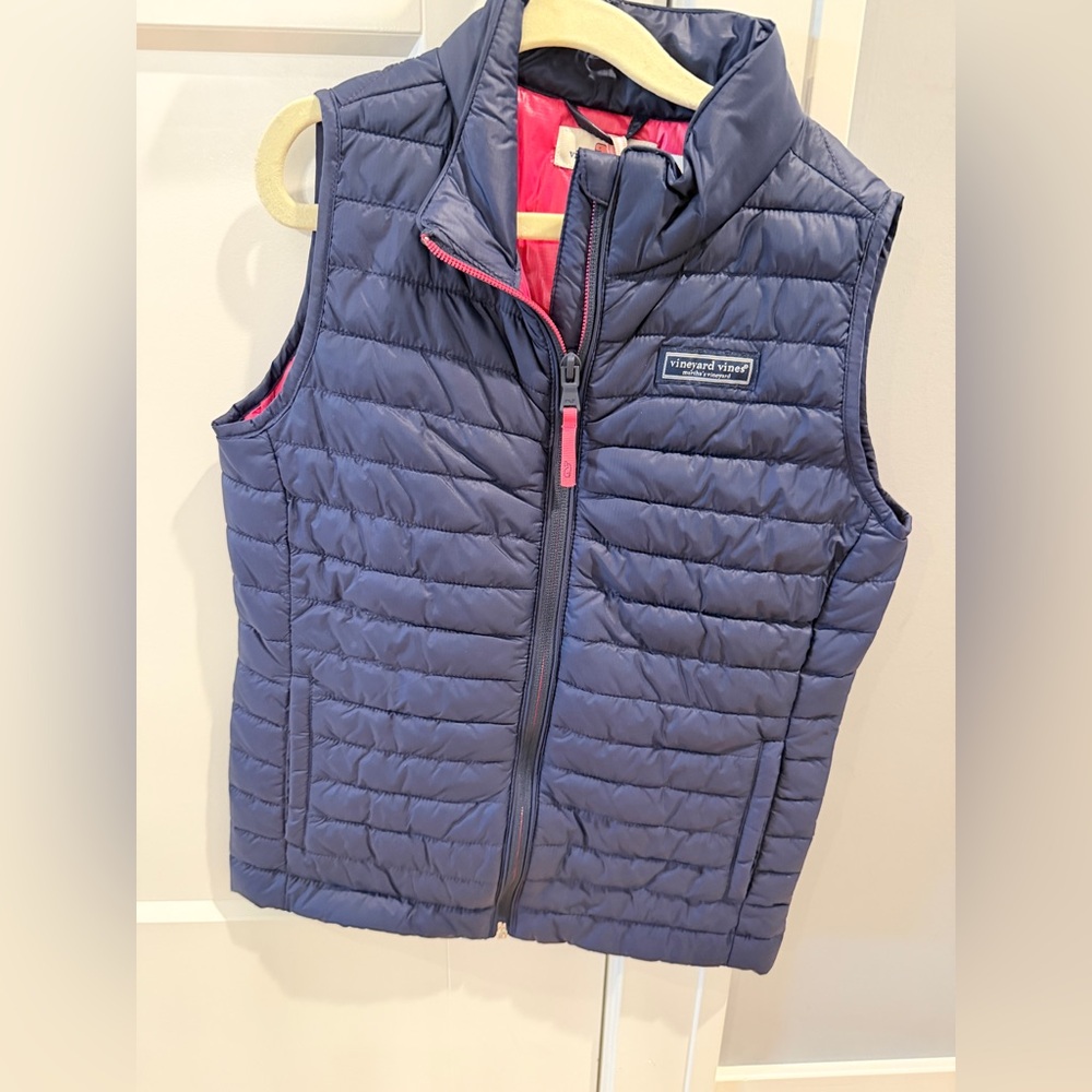 Vineyard Vines Pink and Blue Packable puffer Vest -NWT
